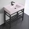 Modern Console Sink Vanity, Pink Ceramic Sink, 32
